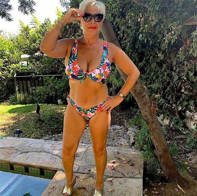 Denise Welch in tropical bikini