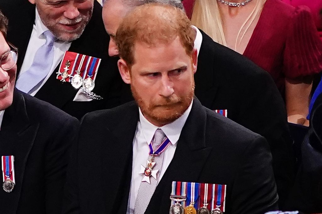 Prince Harry was spotted pulling a face at the coronation