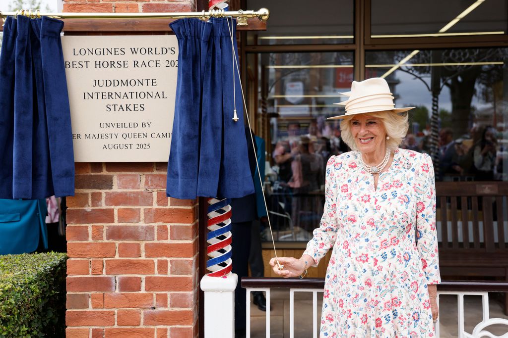 Queen Camilla unveiling a plaque