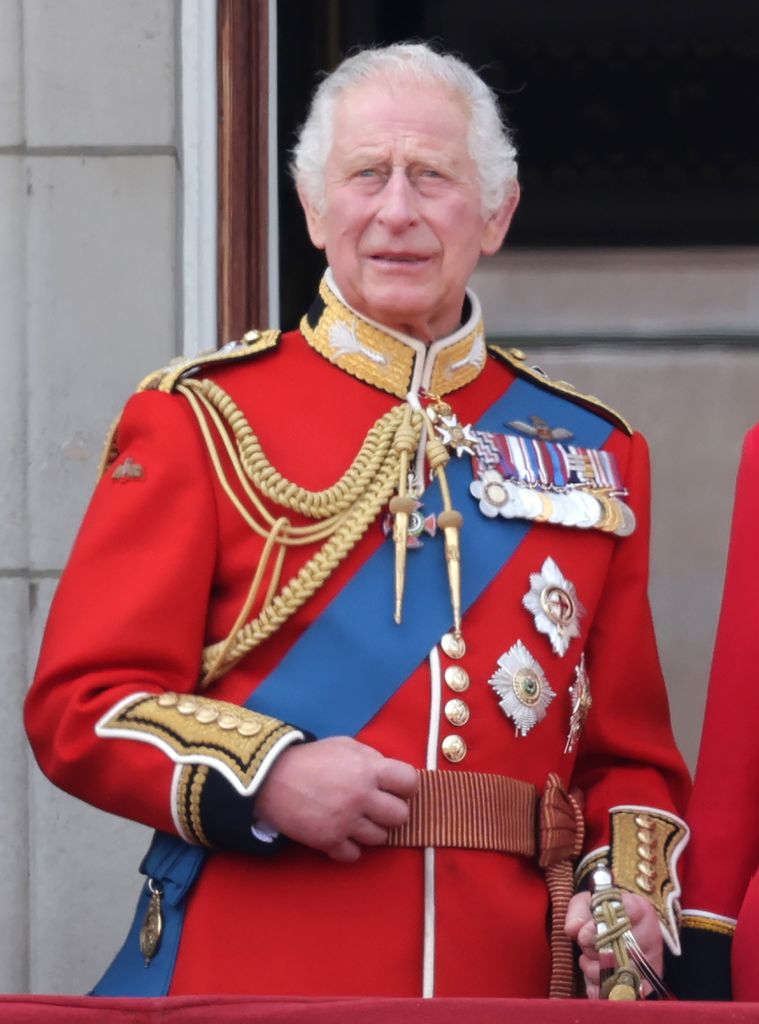 King Charles pictured on the balcony during Trooping the Colour