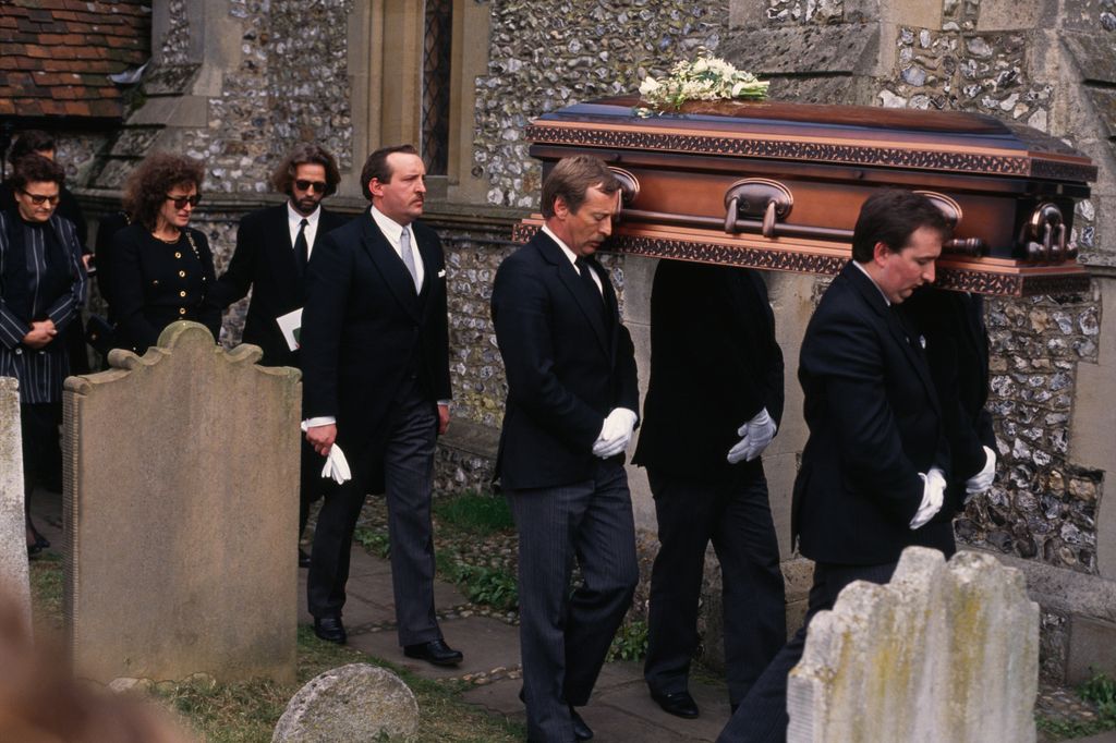 Italian actress Lori del Santo and former partner, musician Eric Clapton attend the funeral of their son, four-and-a-half year-old Conor.