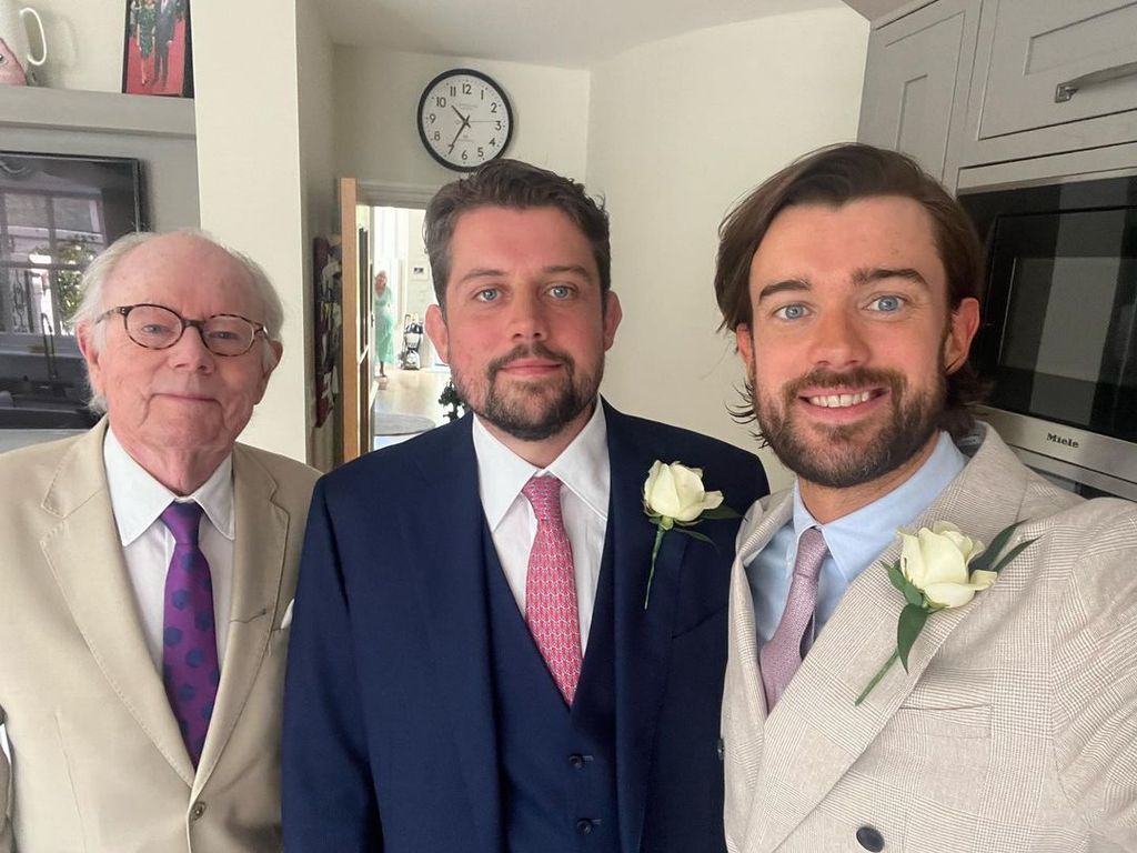 Jack Whitehall shares a selfie from his brother Barney's wedding with dad Michael, posted on Instagram