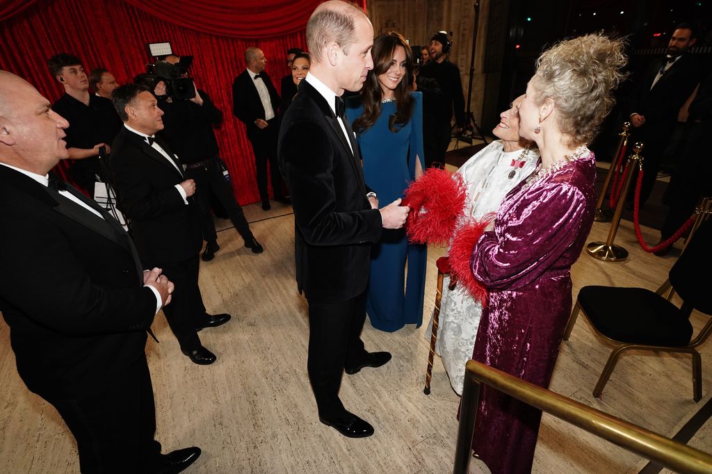 William and Kate greet Daphne Selfe at Royal Variety Performance