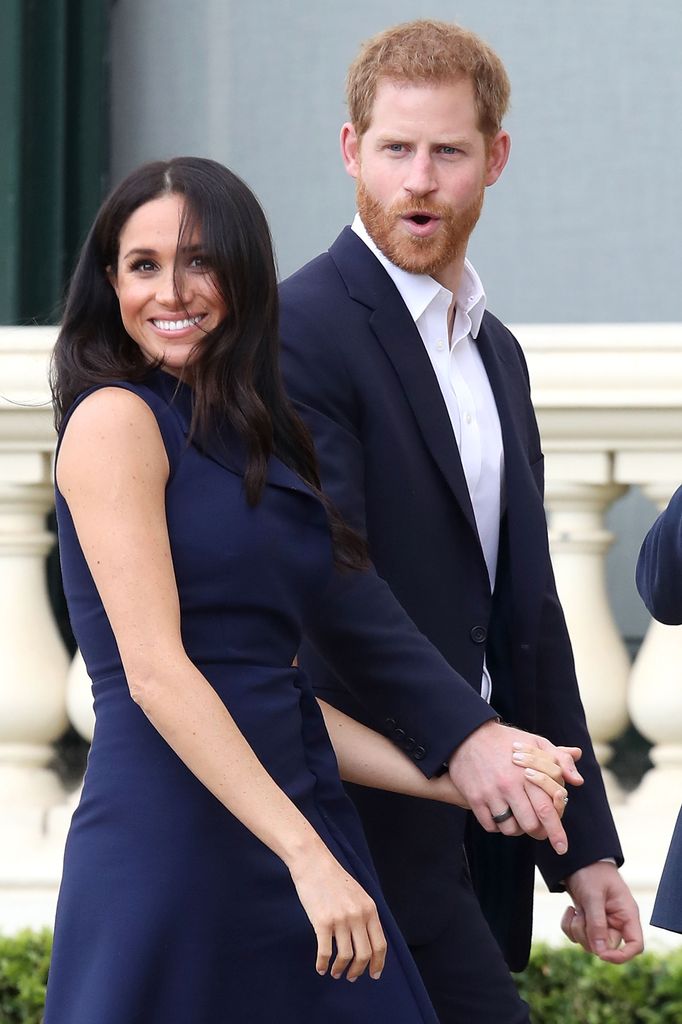 Prince Harry, Duke of Sussex and Meghan, Duchess of Sussex attend a reception at Government House on October 18, 2018 in Melbourne, Australia.