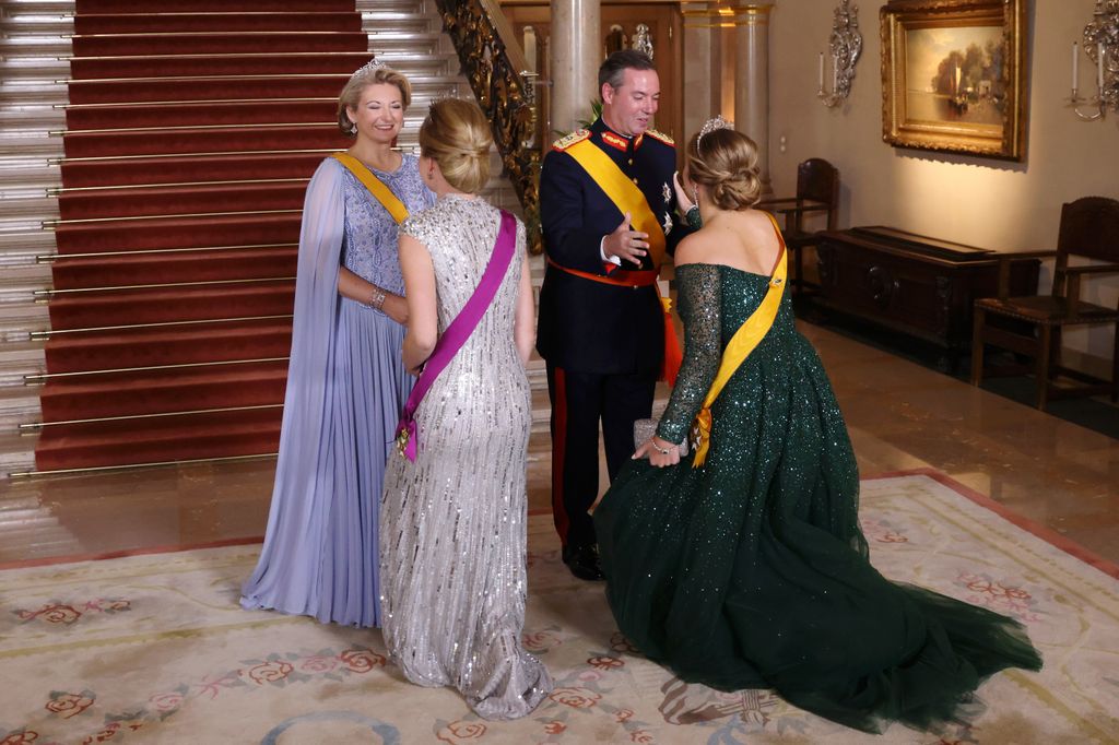 Grand Duchess Stephanie de Lannoy of Luxembourg, Princess Elisabeth of Belgium, Grand Duke Guillaume Jean Joseph Marie of Luxembourg, and Princess Catharina-Amalia of the Netherlands attend a Gala dinner