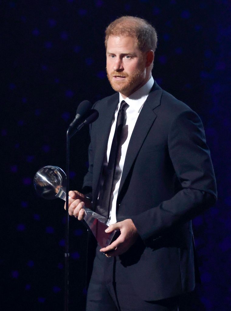  Prince Harry, Duke of Sussex accepts the Pat Tillman Award onstage during the 2024 ESPY Awards 