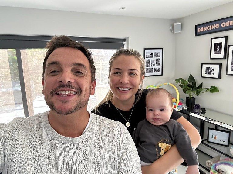 Gemma Atkinson with Mike Toolan and her son Thiago