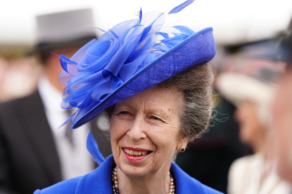 Princess Anne in blue hat