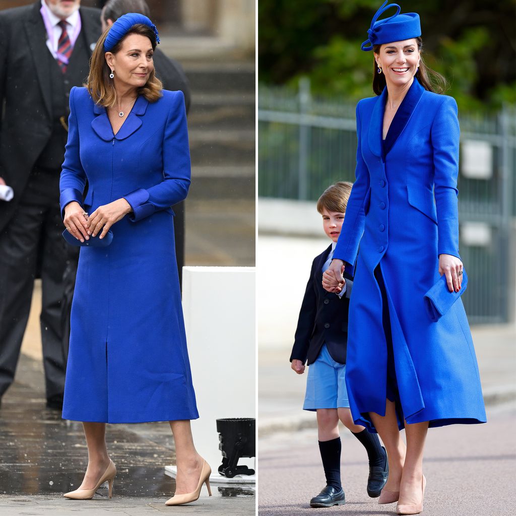 Carole Middleton and Princess Kate both wear royal blue