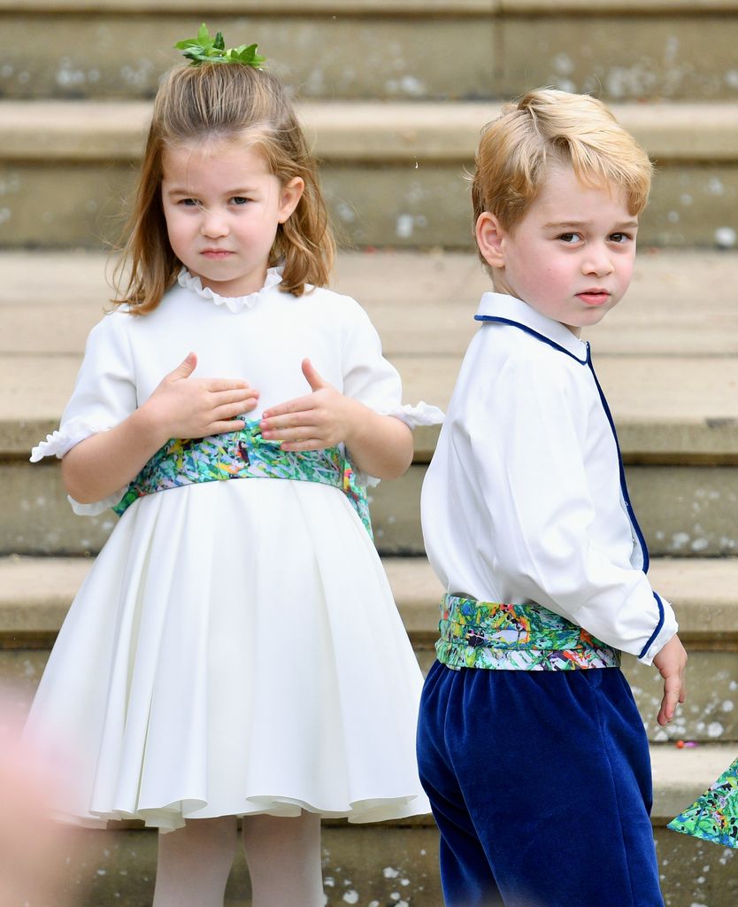 Princess Charlotte and Prince George were bridesmaid and page boy at Princess Eugenie's wedding