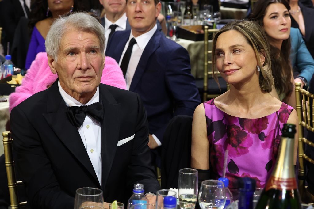Harrison Ford and Calista Flockhart attends the 29th Annual Critics Choice Awards at Barker Hangar on January 14, 2024 in Santa Monica, California.