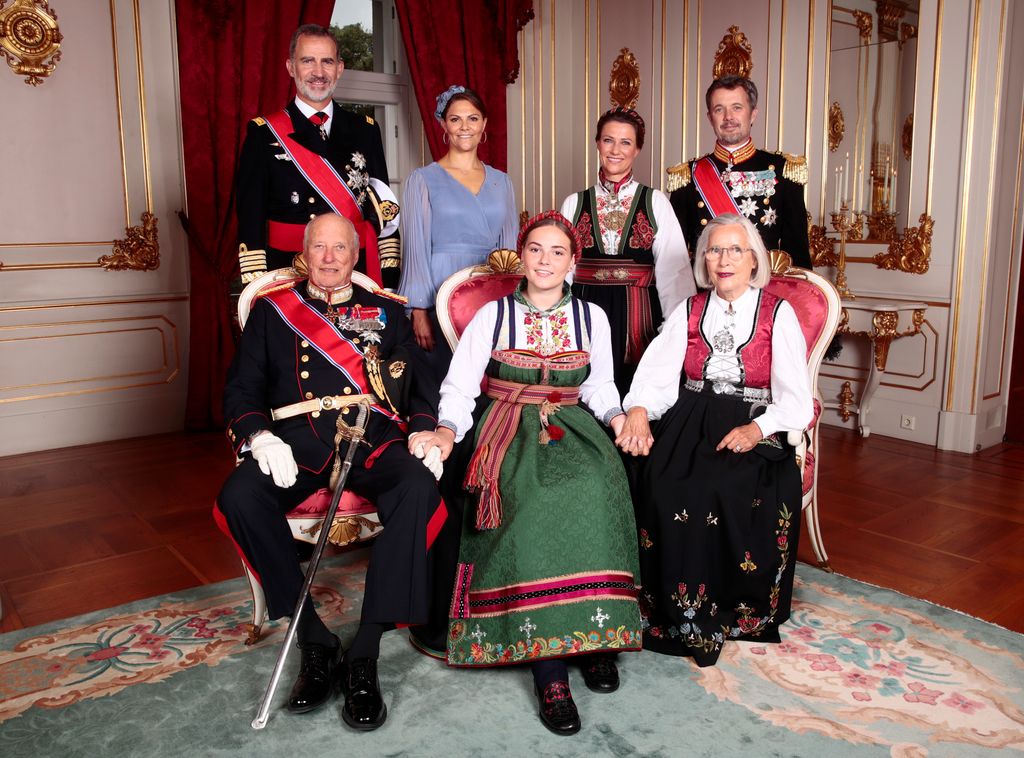 Crown Princess Victoria (second top left) is godmother to Mette-Marit's niece, Princess Ingrid Alexandra (front centre)