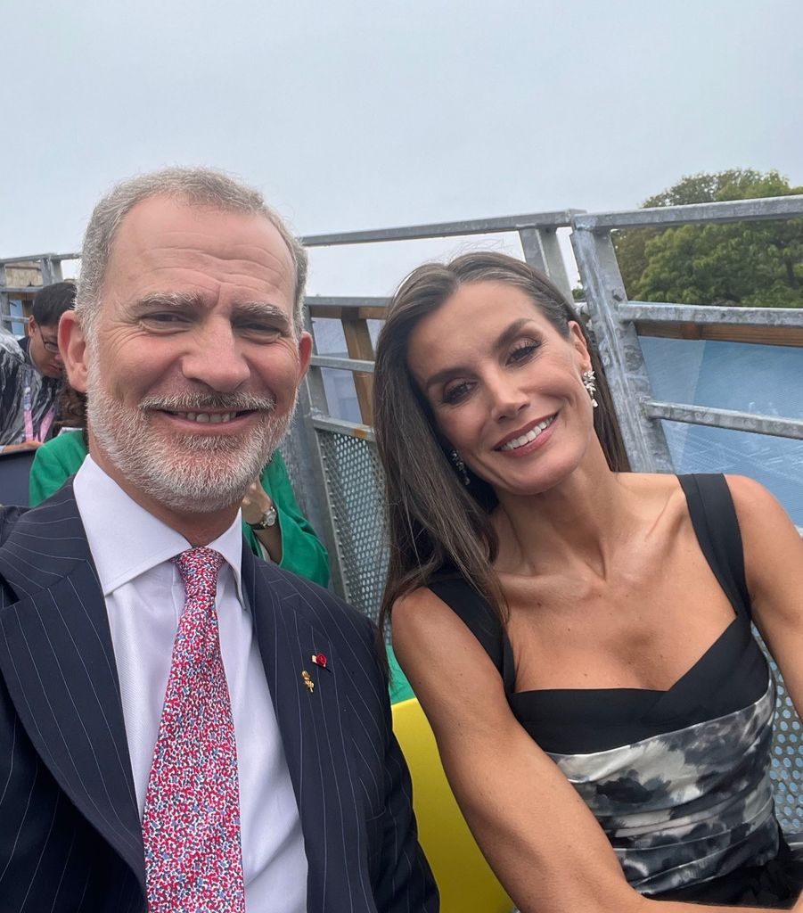 King Felipe and Queen Letizia take a selfie at the Paris 2024 Olympics Opening Ceremony