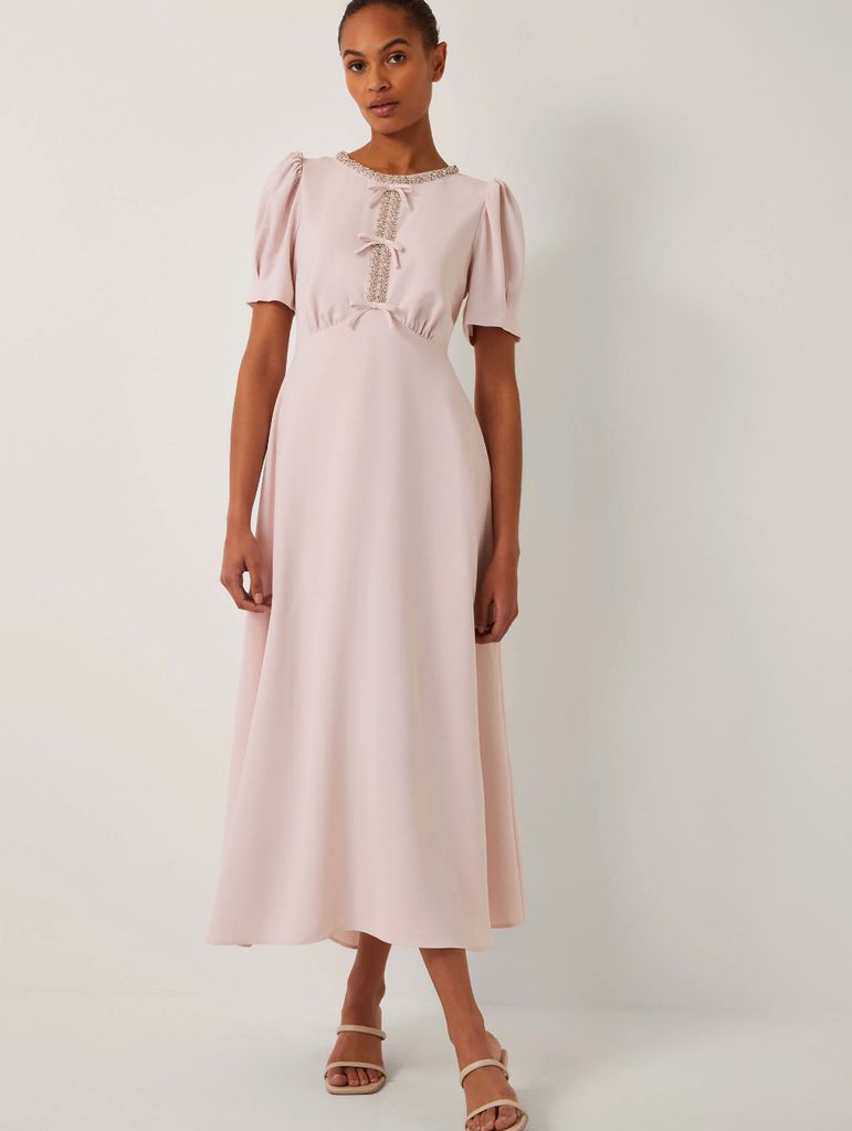 Monsoon Bonnie Bow Puff Sleeve Midi Dress