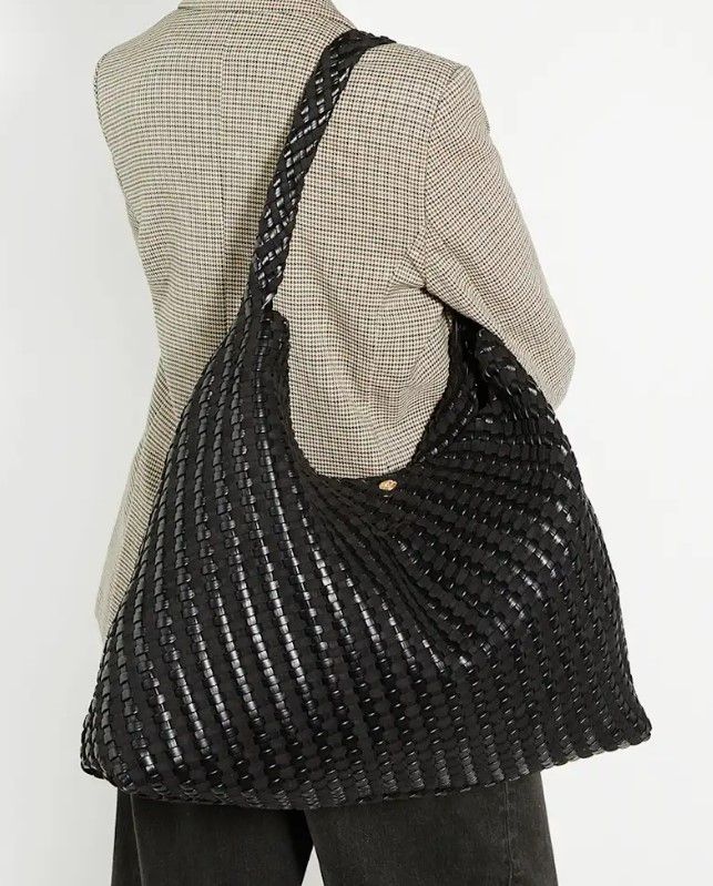 Dune London Disengaja XL - Black Extra Large Woven Boude Bag