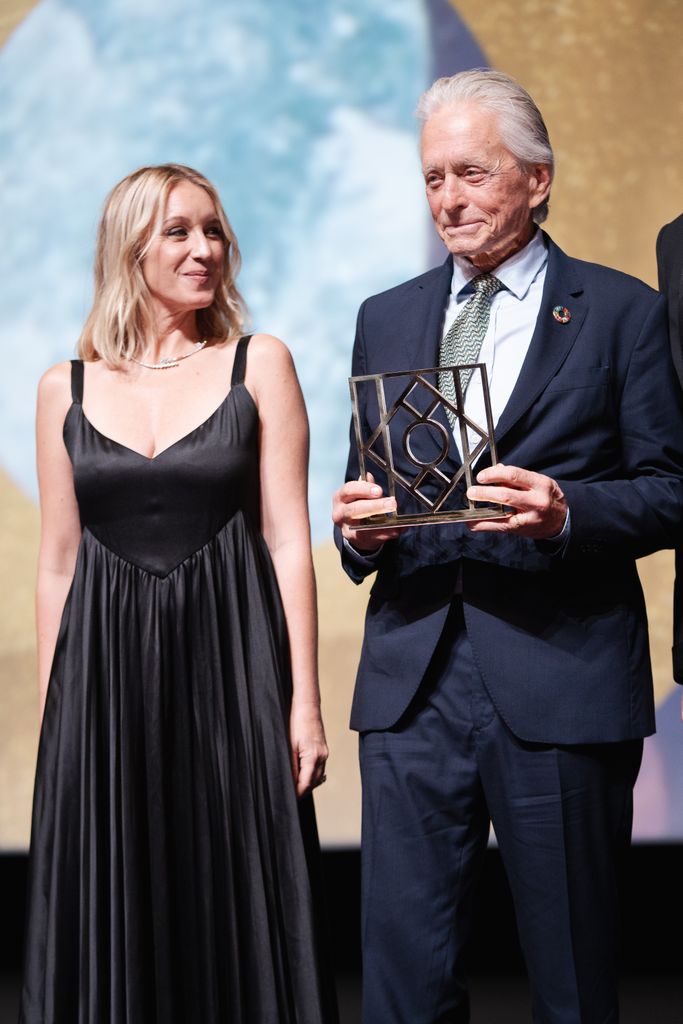 Michael Douglas and Ludivine Sagnier attend the opening ceremony during the 50th Deauville American Film Festival on September 06, 2024 in Deauville, France.