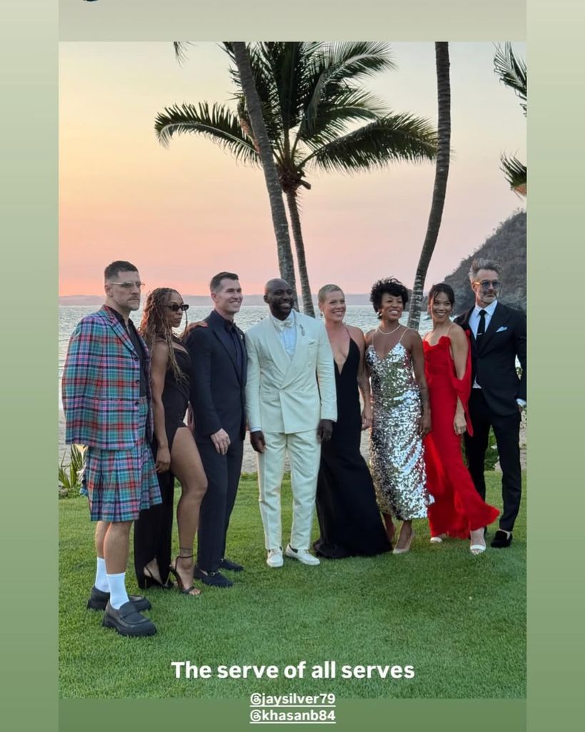 Pink poses with the attendees of Jason Silverman and Khasan Brailsford's wedding in Mexico, shared on Instagram