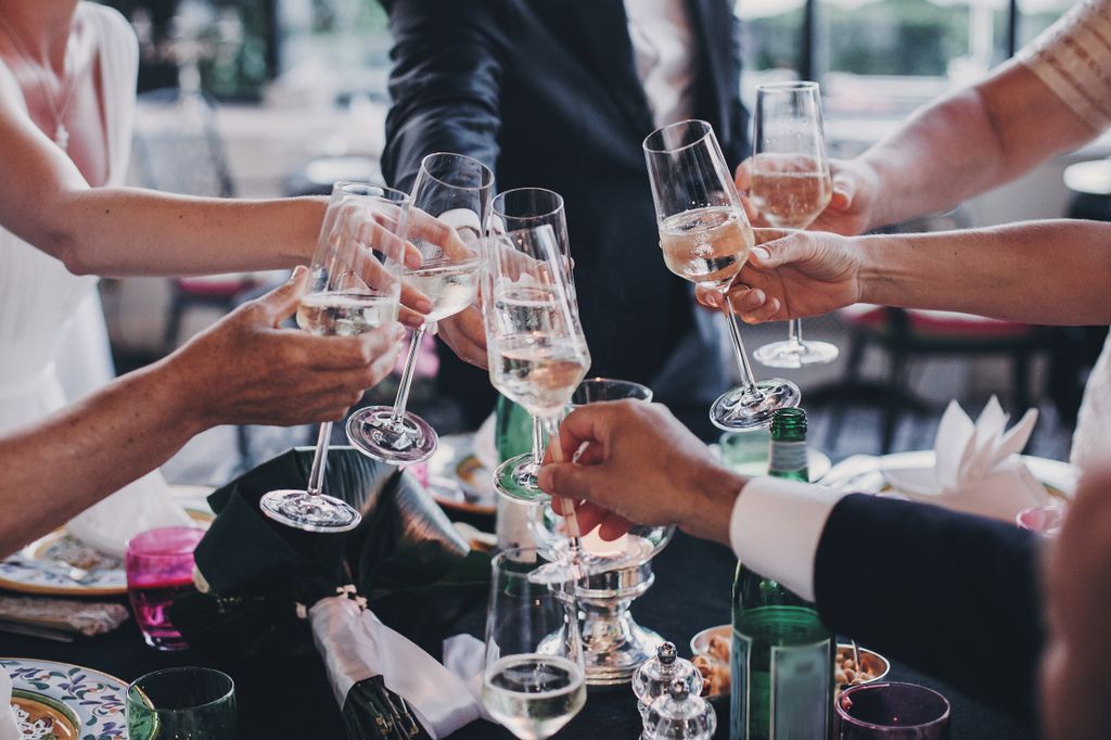 Wedding guests sharing a toast