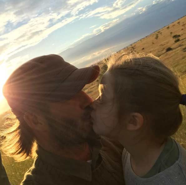 David Beckham Harper kiss safari
