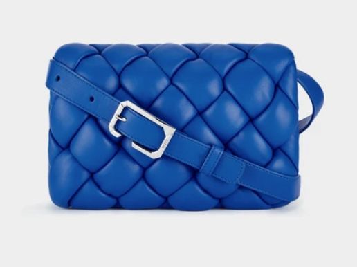 blue quilted bag