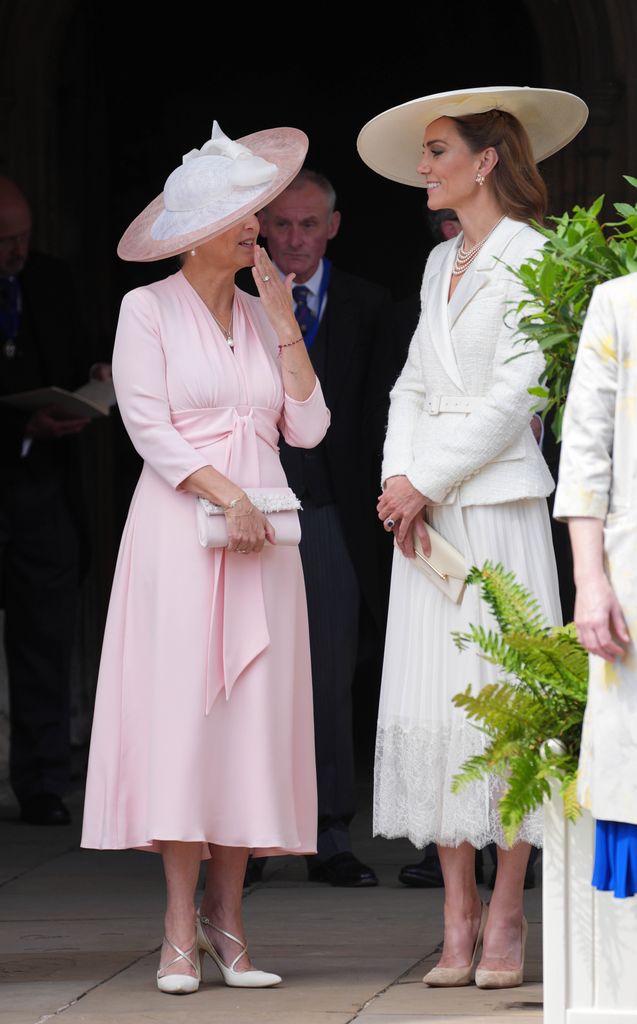 duchess sophie talking to princess kate ahead of service at chapel