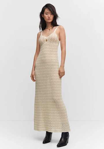 mango cream crochet dress 