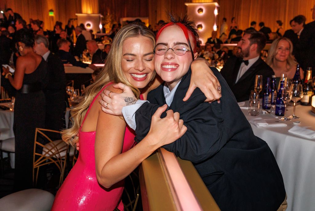 Margot Robbie and Billie Eilish at the 81st Golden Globe Awards held at the Beverly Hilton Hotel on January 7, 2024 in Beverly Hills, California.