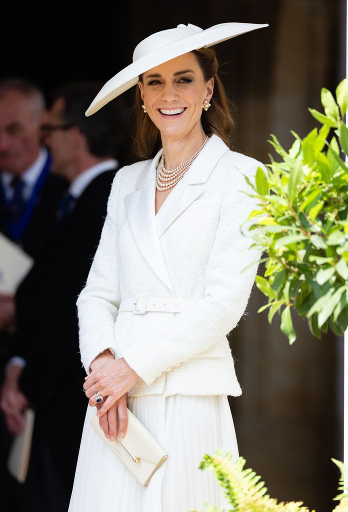 Catherine, Princess of Wales attends the Order of the Garter service at St. George's Chapel, Windsor Castle on June 16, 2025 in Windsor, England. 