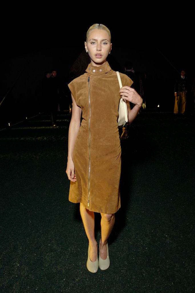 Iris Law attends the Burberry Winter 2024 show during London Fashion Week on February 19, 2024 in London, England.a