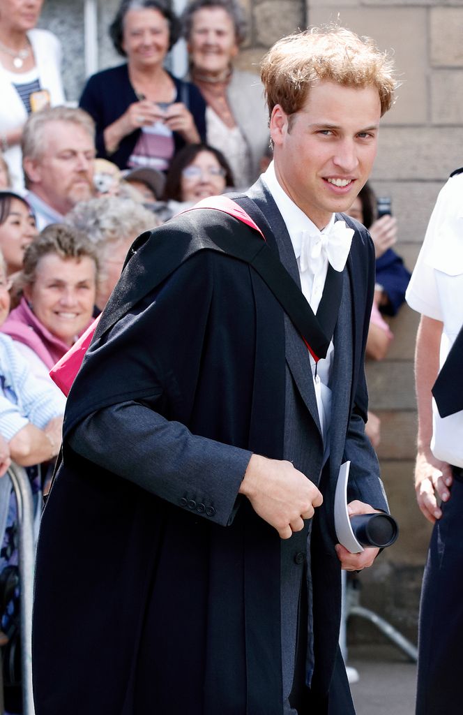 Prince William attends his graduation ceremony at the University of St. Andrews on June 23, 2005