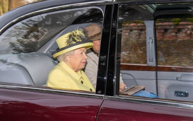 The Queen arrives with three of her four children to church, along with ...