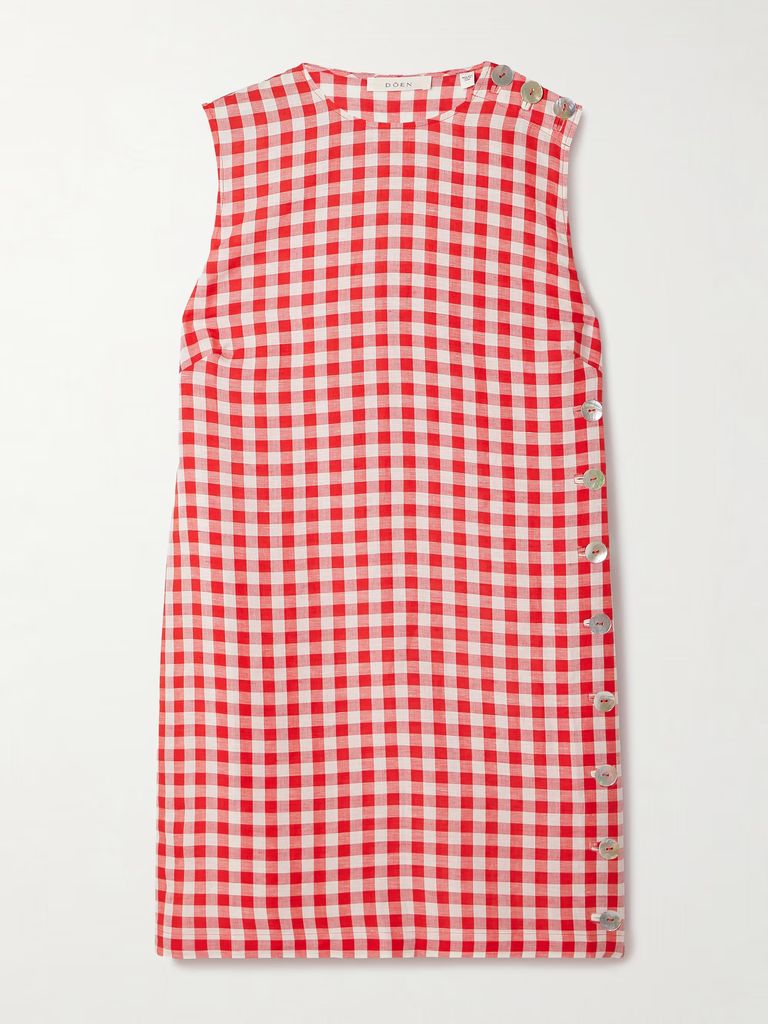 gingham red check dress by doen