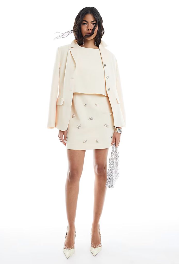 River Island Yellow Bow Embellished Mini Dress