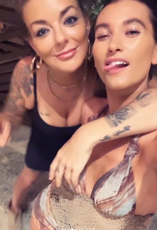 Sheridan Smith and Charley Webb posing on holiday 