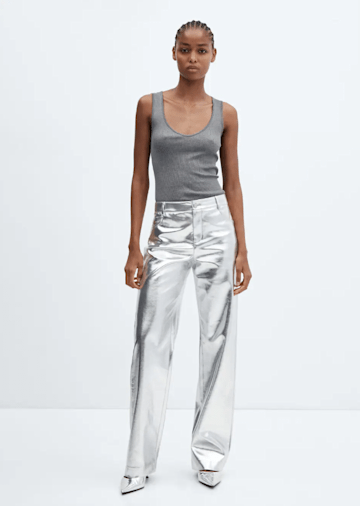 Wideleg foil trousers