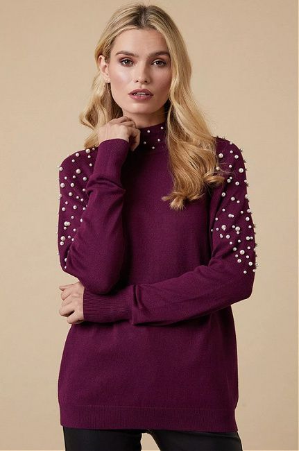 best embellished jumpers wallis burgundy top