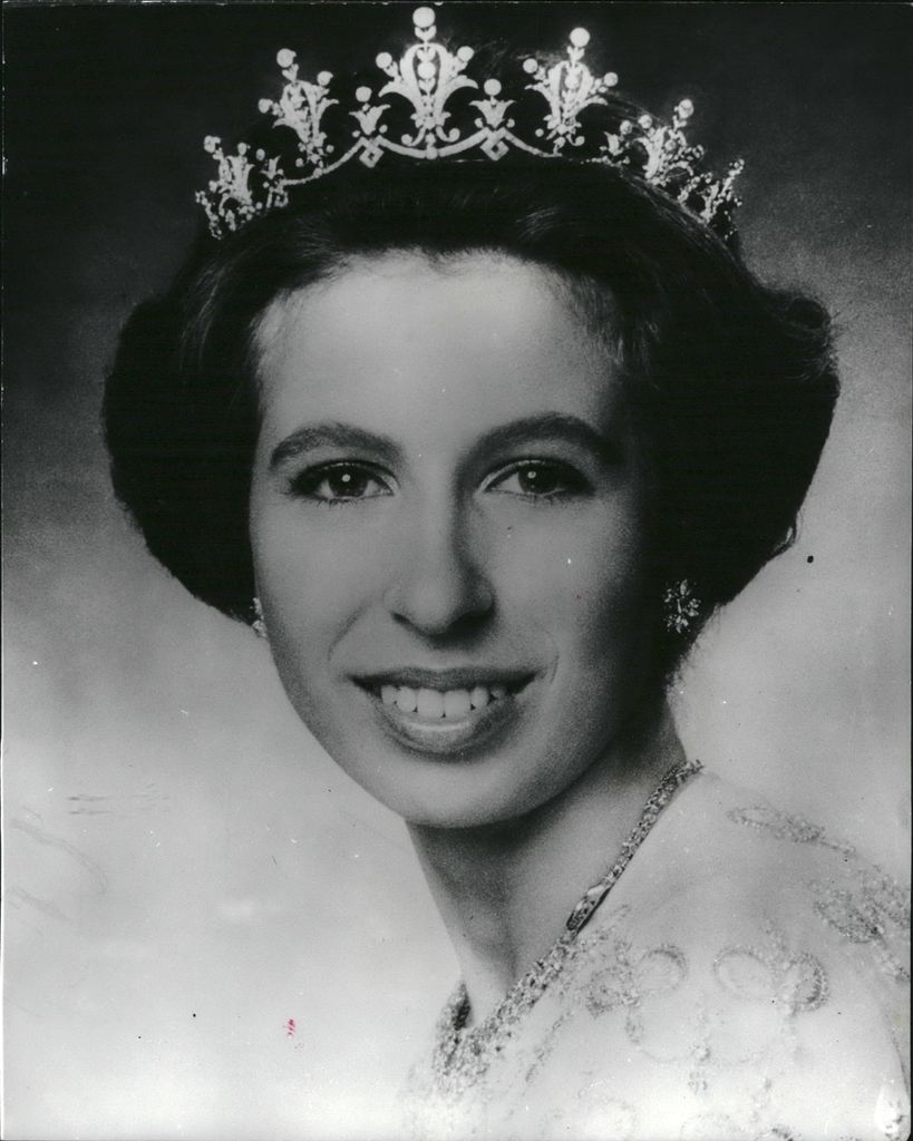 Princess Anne's 23rd birthday photo black and white wearing tiara