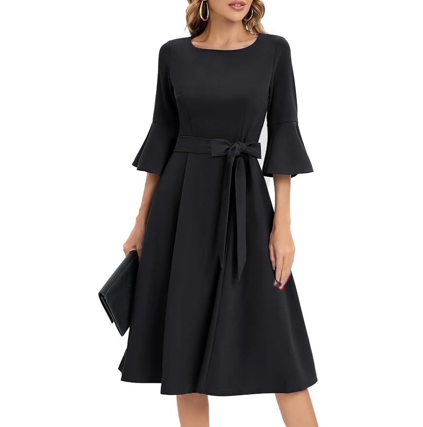 Amazon HomRain Women's Mid Sleeve Tea Party Midi Dress