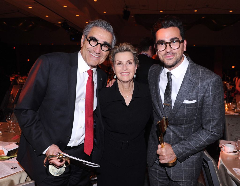 Eugene Levy, Deborah Divine Levy and Daniel Levy attend the Canadian Screen Awards at Westin Harbour Castle Hotel on March 9, 2016 in Toronto, Canada