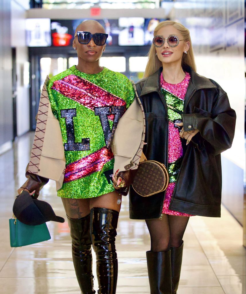 Ariana Grande and Cynthia Erivo in custom Louis Vuitton jerseys