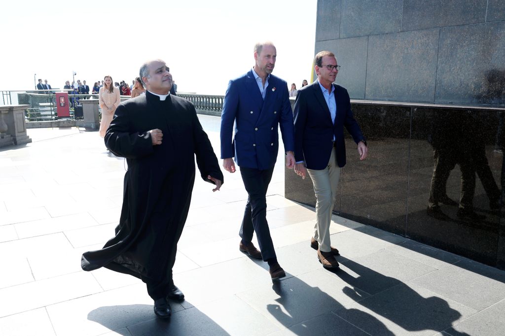 Padre Omar Raposo, The Guardian of The Sanctuary, Christ The Redeemer, Prince William and Mayor of Rio de Janeiro, Eduardo Paes on a visit to Christ the Redeemer