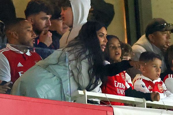 Kim Kardashian And Saint At Arsenal Match