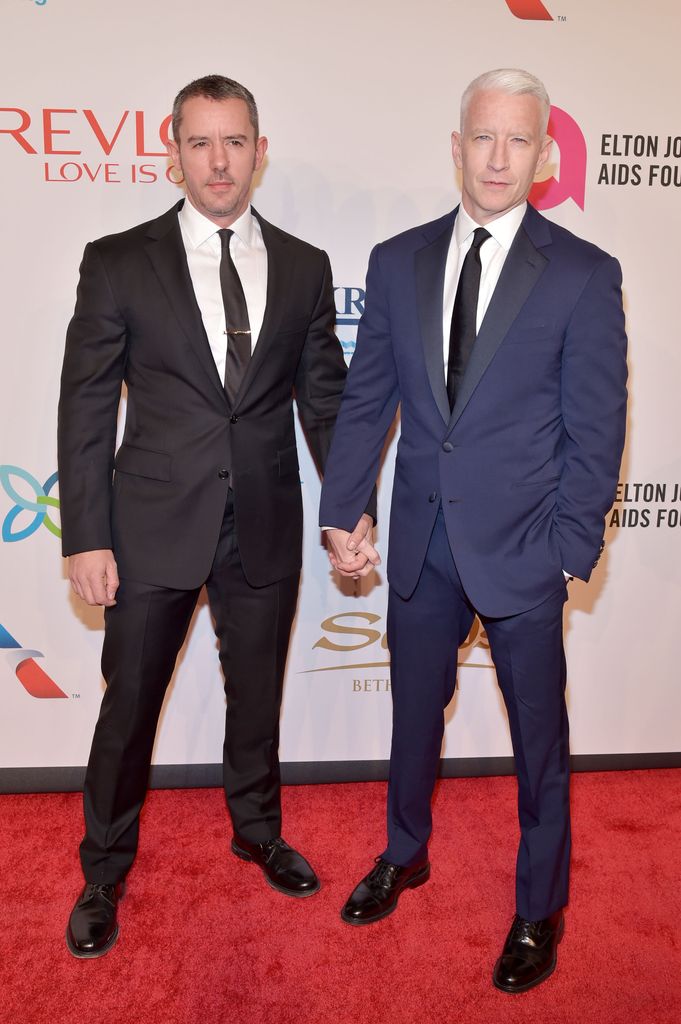Benjamin Maisani and Anderson Cooper attend Elton John AIDS Foundation's 14th Annual Benefit at Cipriani Wall Street on November 2, 2015 in New York City