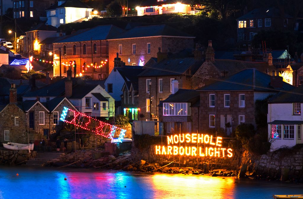 Christmas Lights Around The Harbor At Mousehole In Cornwall, England, Britain, Uk. (Photo by: Education Images/Universal Images Group via Getty Images)