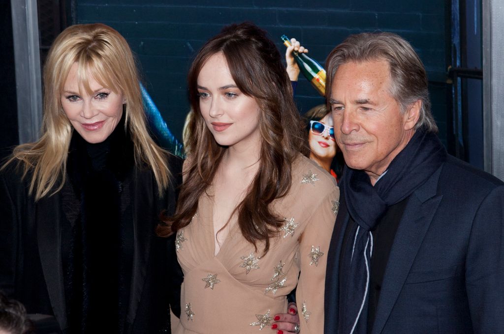 Melanie Griffith, Dakota Johnson and Don Johnson attend the "How To Be Single" New York Premiere at NYU Skirball Center in New York City