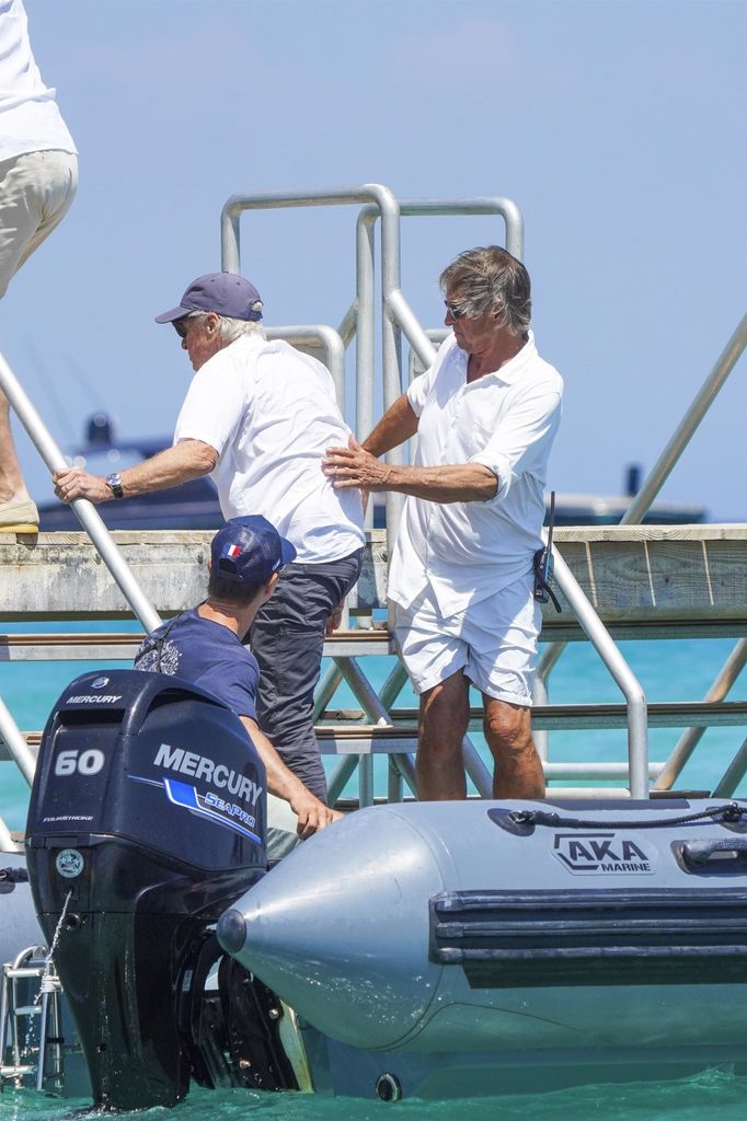 He got a helping hand onto the boat