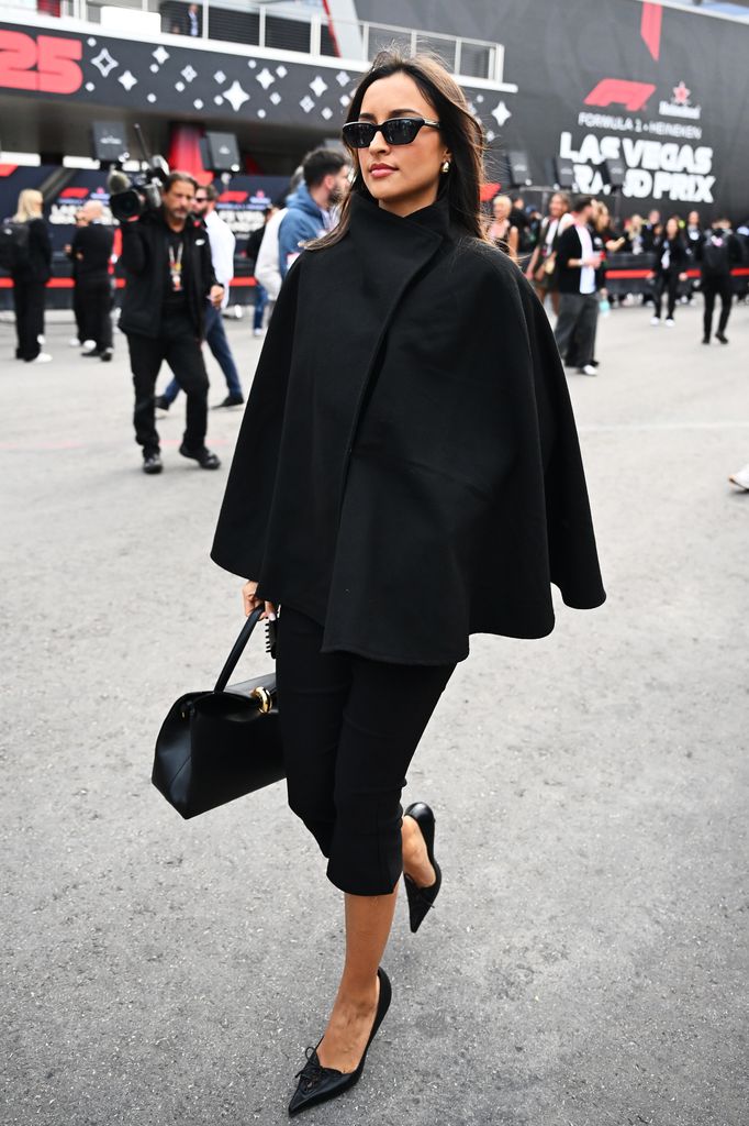 Alexandra Saint Mleux arrives in the Paddock prior to the F1 Grand Prix of Las Vegas at Las Vegas Strip Circuit on November 22, 2025 in Las Vegas, Nevada. (Photo by Mark Sutton - Formula 1/Formula 1 via Getty Images)