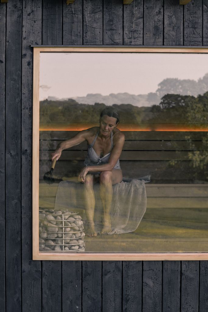 woman in a sauna