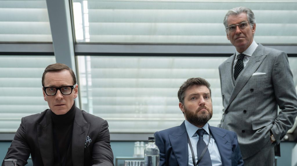 Tom Burke alongside Michael Fassbender and Pierce Brosnan in Black Bag