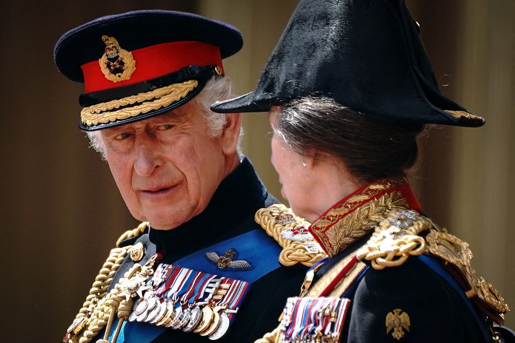 The King and Princess Anne in military uniform